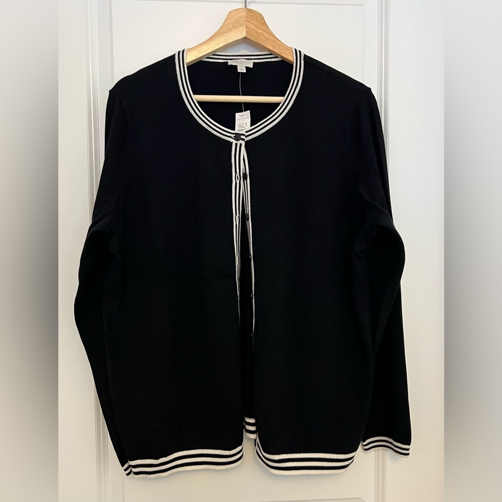 Talbots Black Cardigan with White Accents